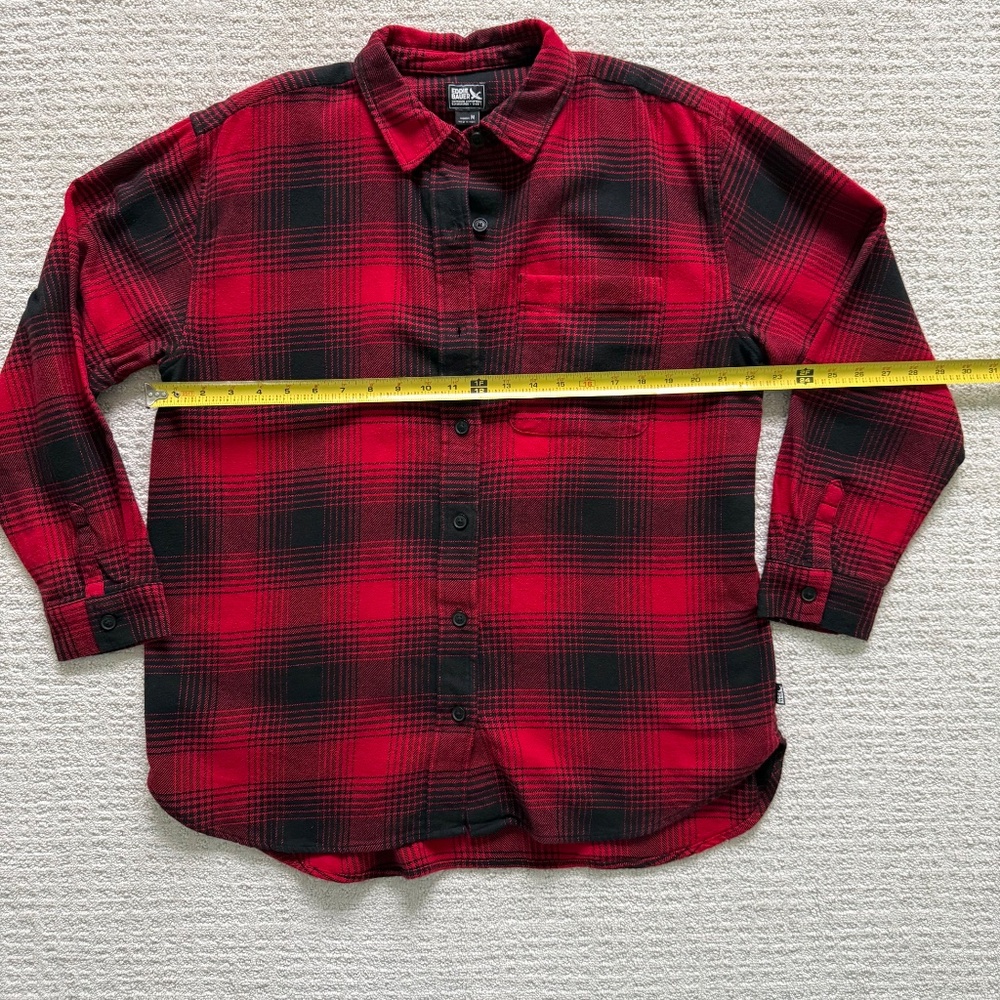 EDDIE BAUER | Women's Red & Black Oversized Long Sleeve Plaid Flannel Shirt Sz M - Picture 3 of 6